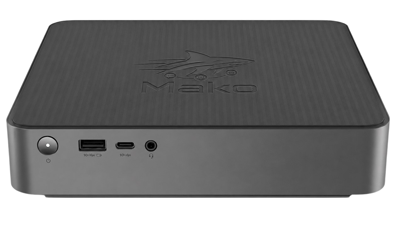 The MakoNode appliance — a compact, fanless edge device that lives on your premises